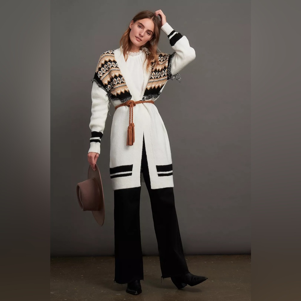 Anthropologie Black and Cream Cardigan